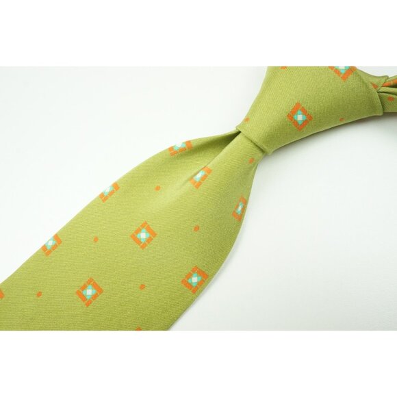 Kiton Lime Green Carrot ORange Blue Floral Seven Fold Silk Tie Made in Italy NEW